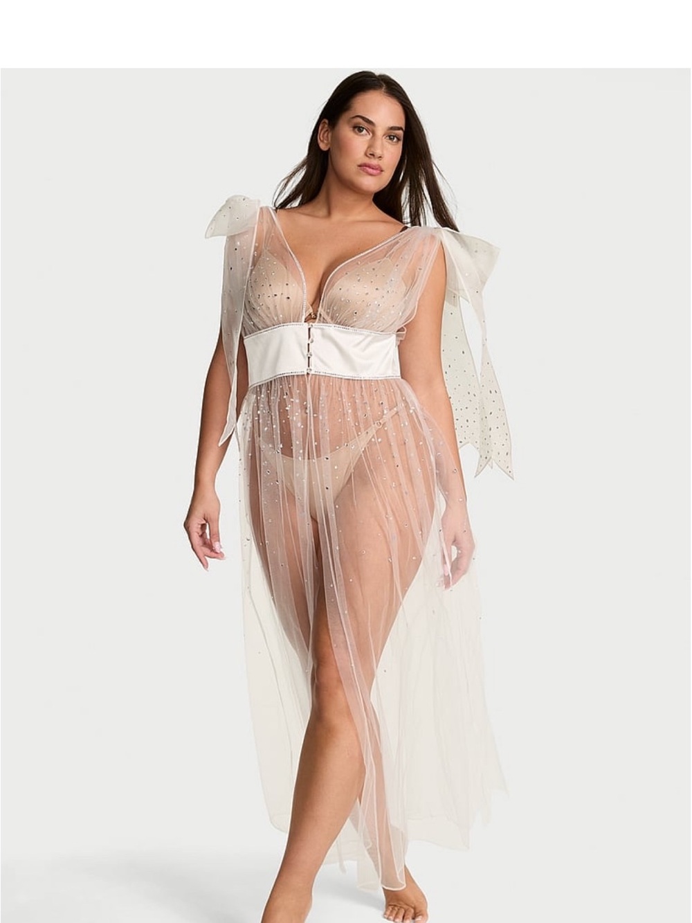 Atelier Victoria’s Secret Sheer Bow Long Sleeveless Robe (Dream Angels)